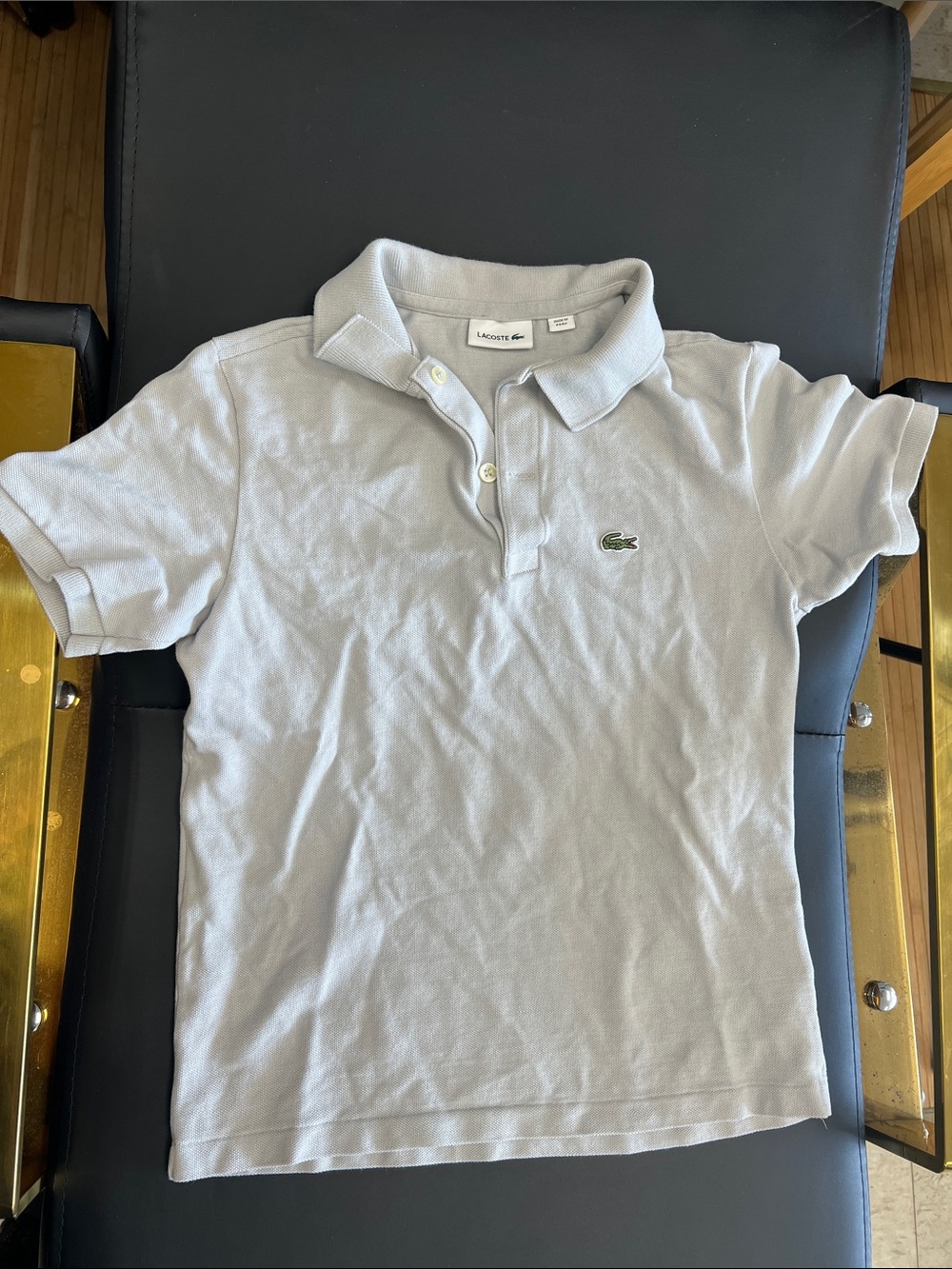 Lacoste Kids Pale Gray Cotton Piqué Polo with Crocodile Logo